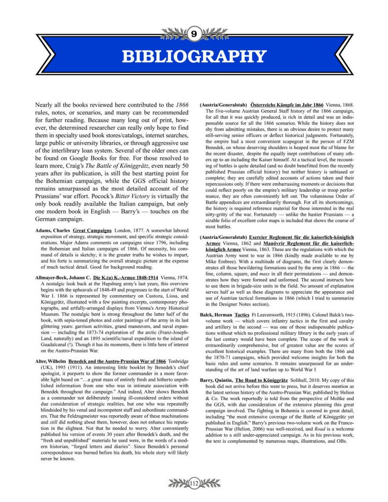 Page 112 from 1866 Grand Tactical Rules: Bibliography Sample