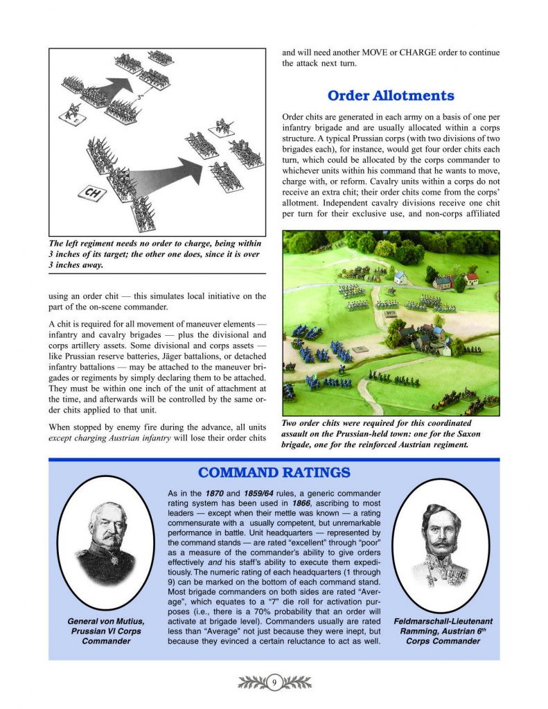 Page 9 from 1866 Grand Tactical Rules: Order Allotments and Command Ratings