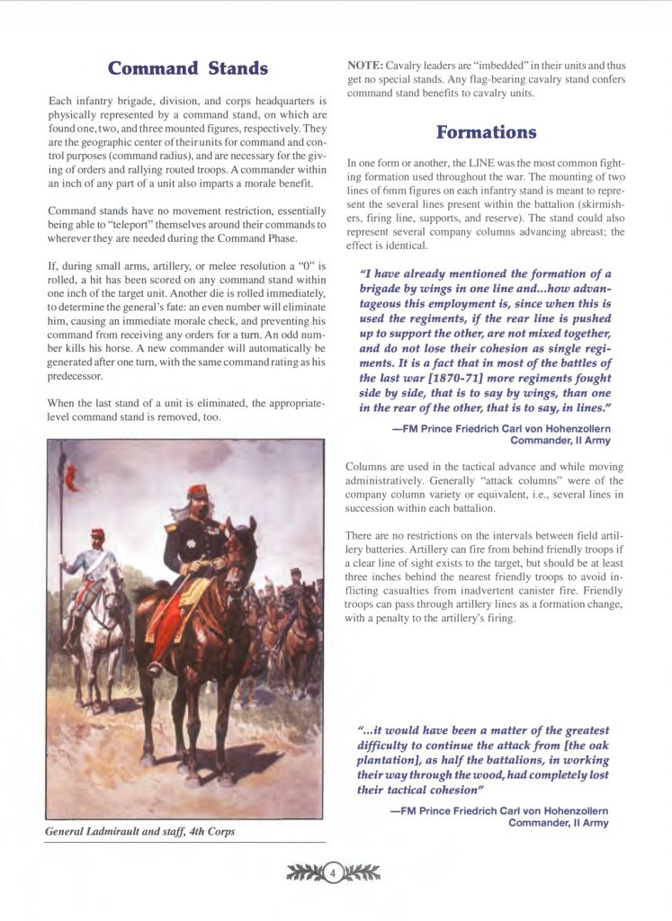 Page 4 from 1870 Rules---Command Stands, Formations